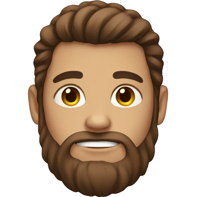Guy with long brown hair and bear  emoji