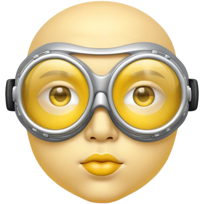 yellow face with silver goggles kissing emoji