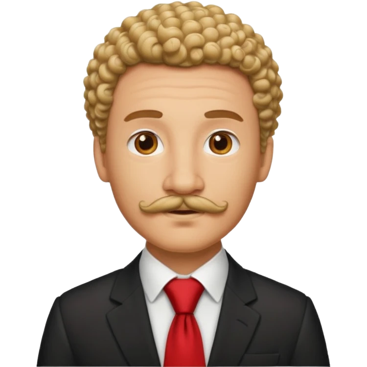 Man with curly mustache & red tie emoji