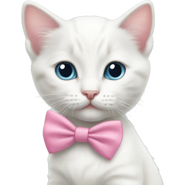 White kitten with a pink bow tie  emoji