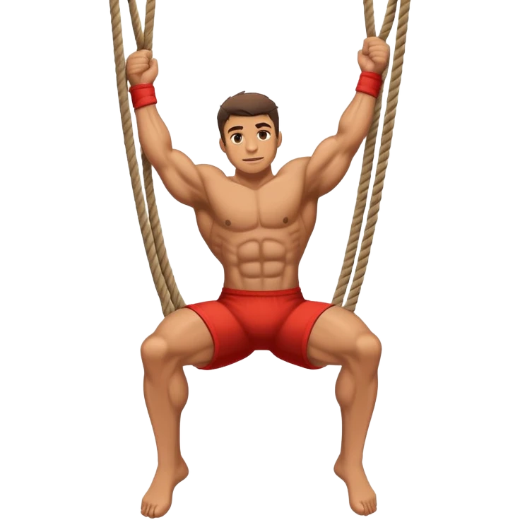 Man hanging off ropes emoji