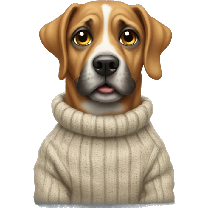Dog wearing a ugly swether  emoji