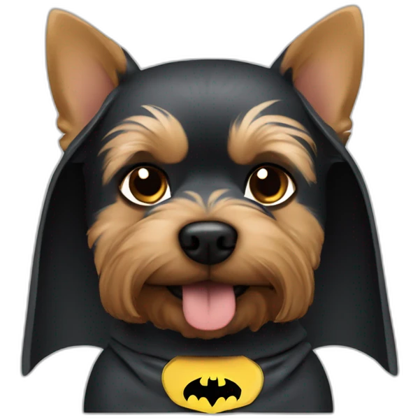 Dog male Yorkshire with Batman Costume emoji