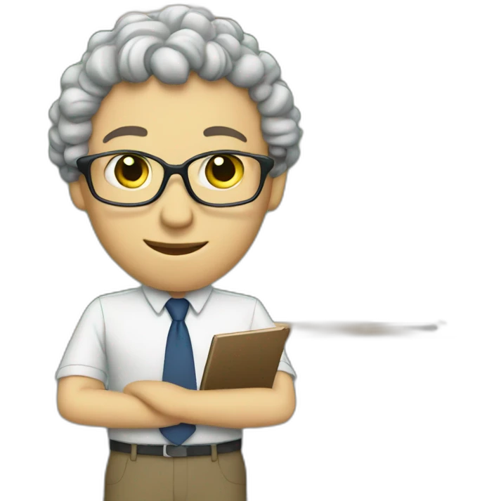 Teacher, computer, curly emoji