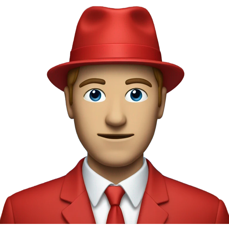 A person wearing a red suit where you can’t see anything but red on the suit with a blue glass part where the face is and it’s not see through emoji