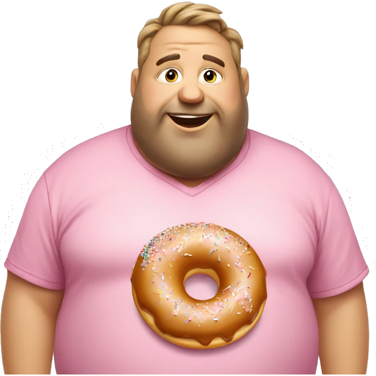 Fat man eating a donut wearing a Fosber shirt emoji