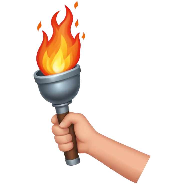 Hand with fire torch emoji