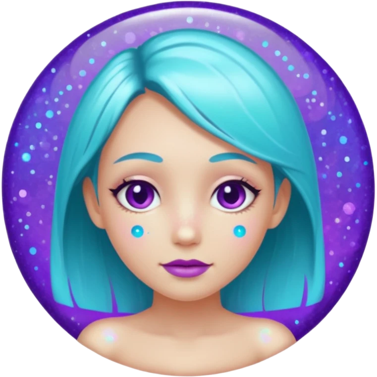 1 human girl Naked Glitter purple and cian inner circle emoji | AI ...