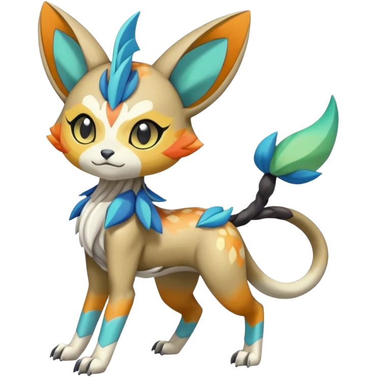 Colorful Exotic Randomly-colored Cartoon Anime Meloetta-WereGarurumon-Trico-Pokémon-Fakémon-fusion-hybrid-creature emoji