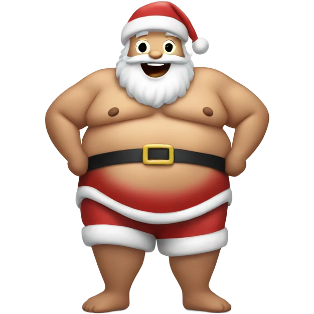 santa holding onto his hairy fat shirtless belly as he laughs emoji