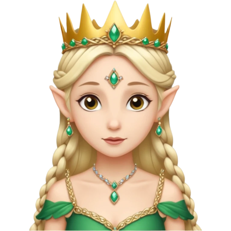 royal elf princess, elegant side braid, jeweled crown emoji