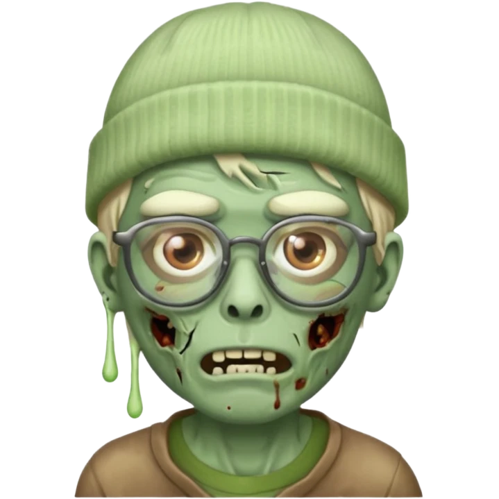 Hazme un zombie con gafas y un gorro de drip emoji