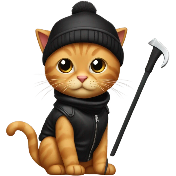 Reddish blonde cat dressed as car burglar  emoji