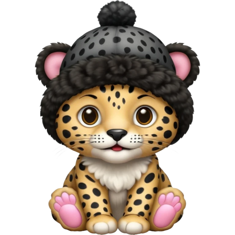 A black jaguar wearing a baby hat emoji