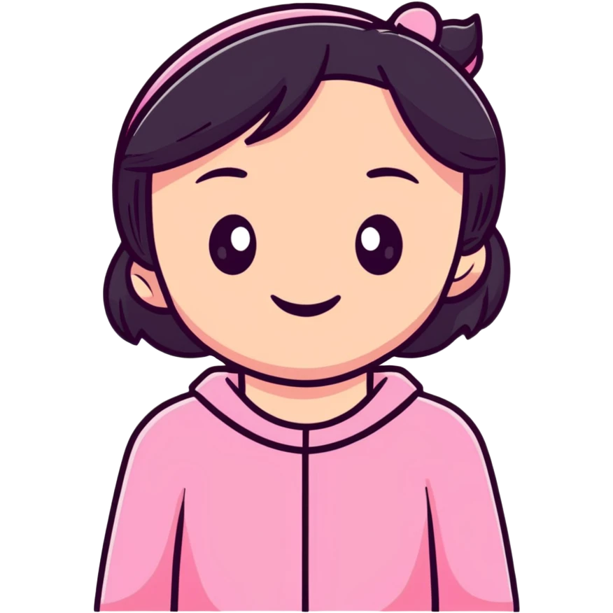 Girl smiles with pink clothes  emoji