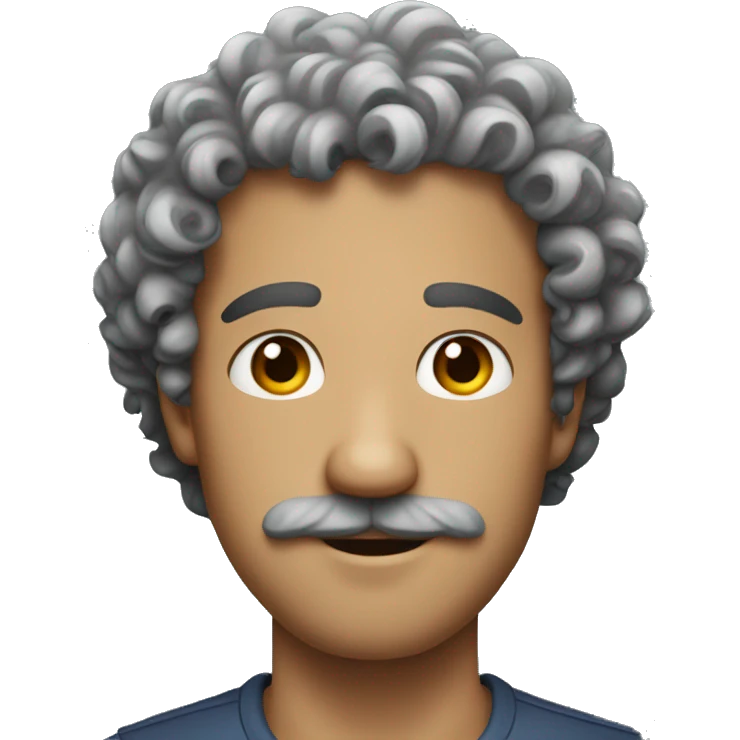 Curly haired man with mustached emoji