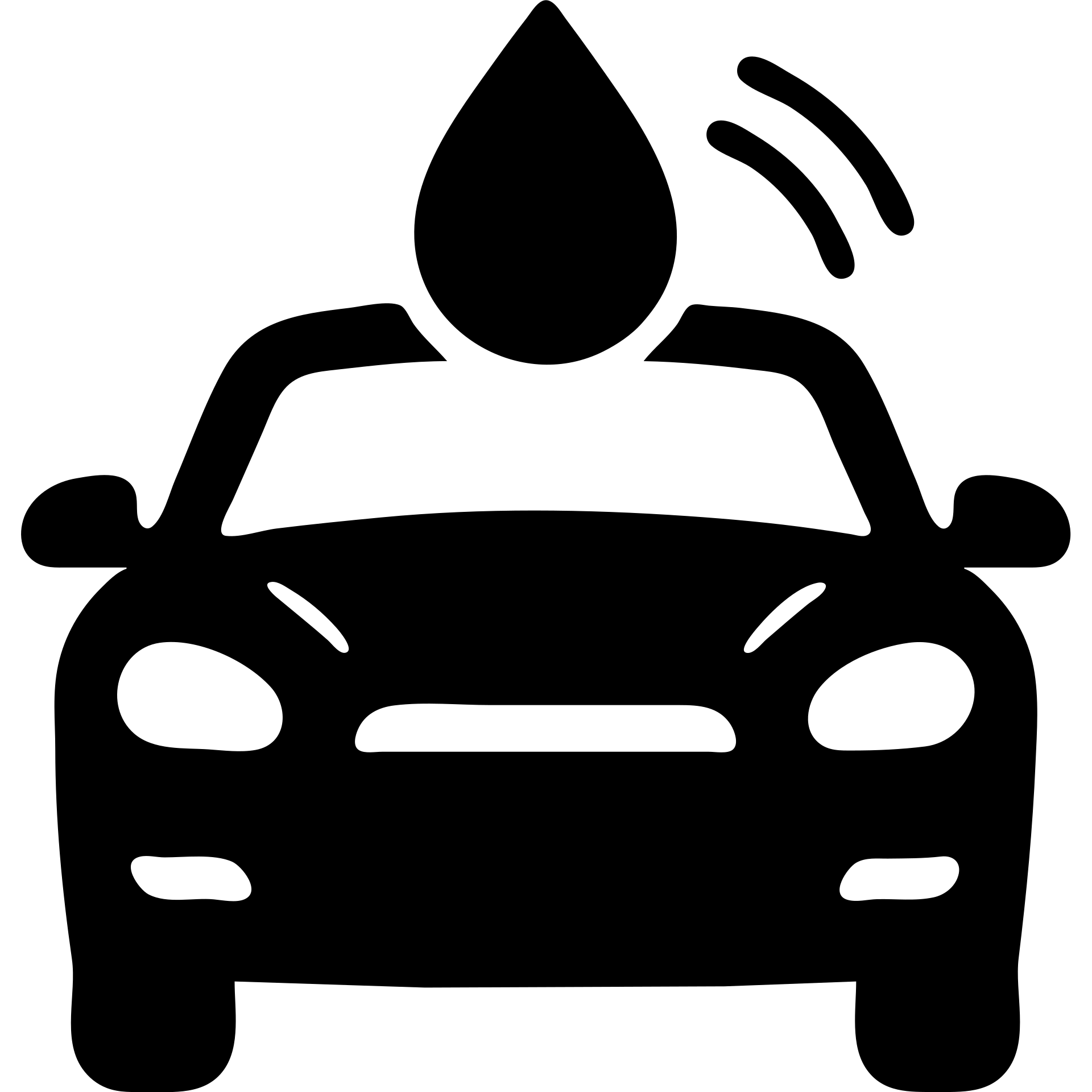 solid icon of a full luxury vehicle with glossy black mirror paint, strong shine and reflections, water droplet sliding on the surface, minimal repellent effect with lines, elegant and minimal emoji