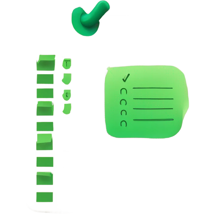 create notes with list with green check mark emoji