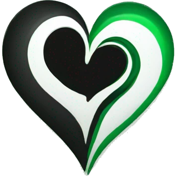 Half black and half Green swirl heart emoji