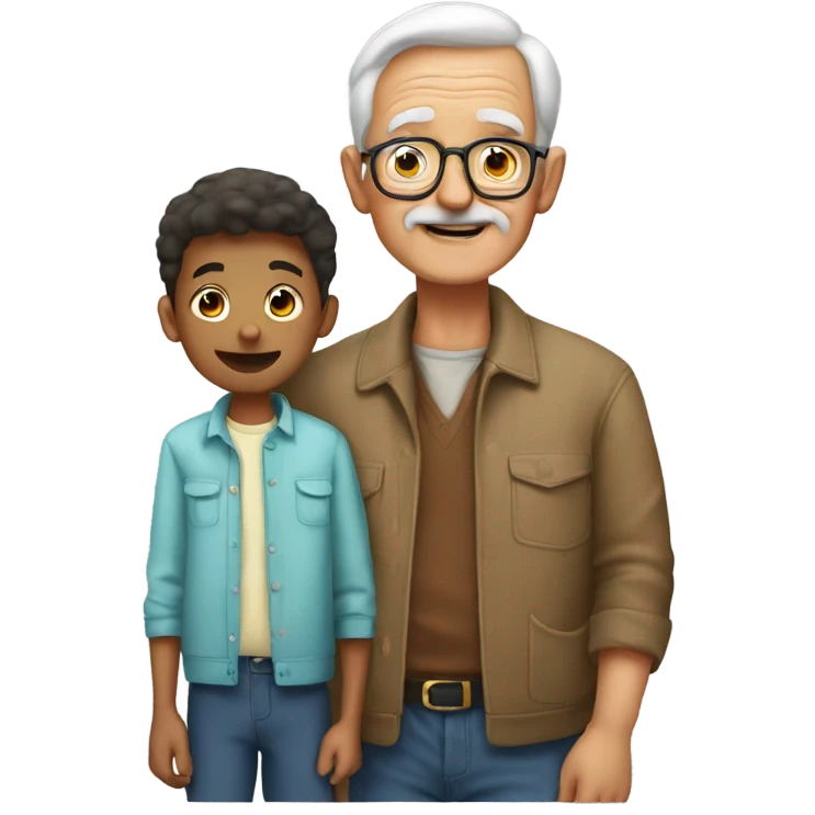 A grandfather with his boy emoji