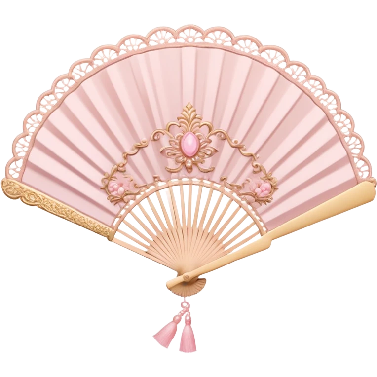rococo pale pink fan with lace emoji