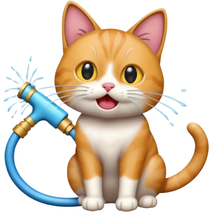 Cat getting sprayed by hose  emoji