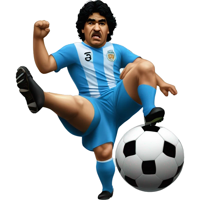 fat Diego Maradona kick the ball emoji