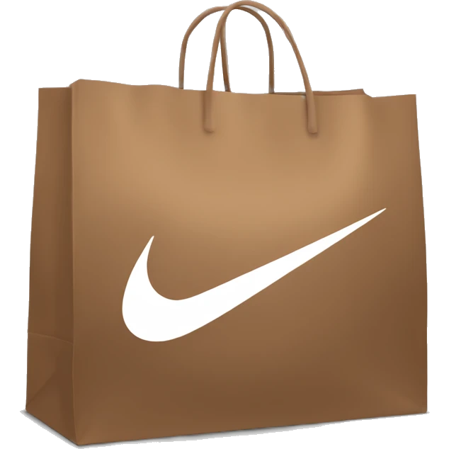 Brown shopping bag with big Nike logo emoji