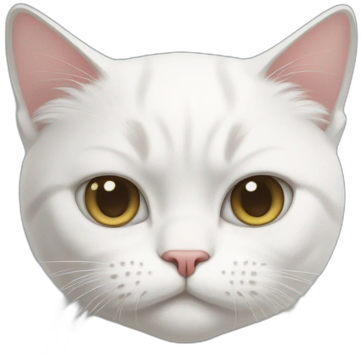 white cat that looks like grumpy cat emoji