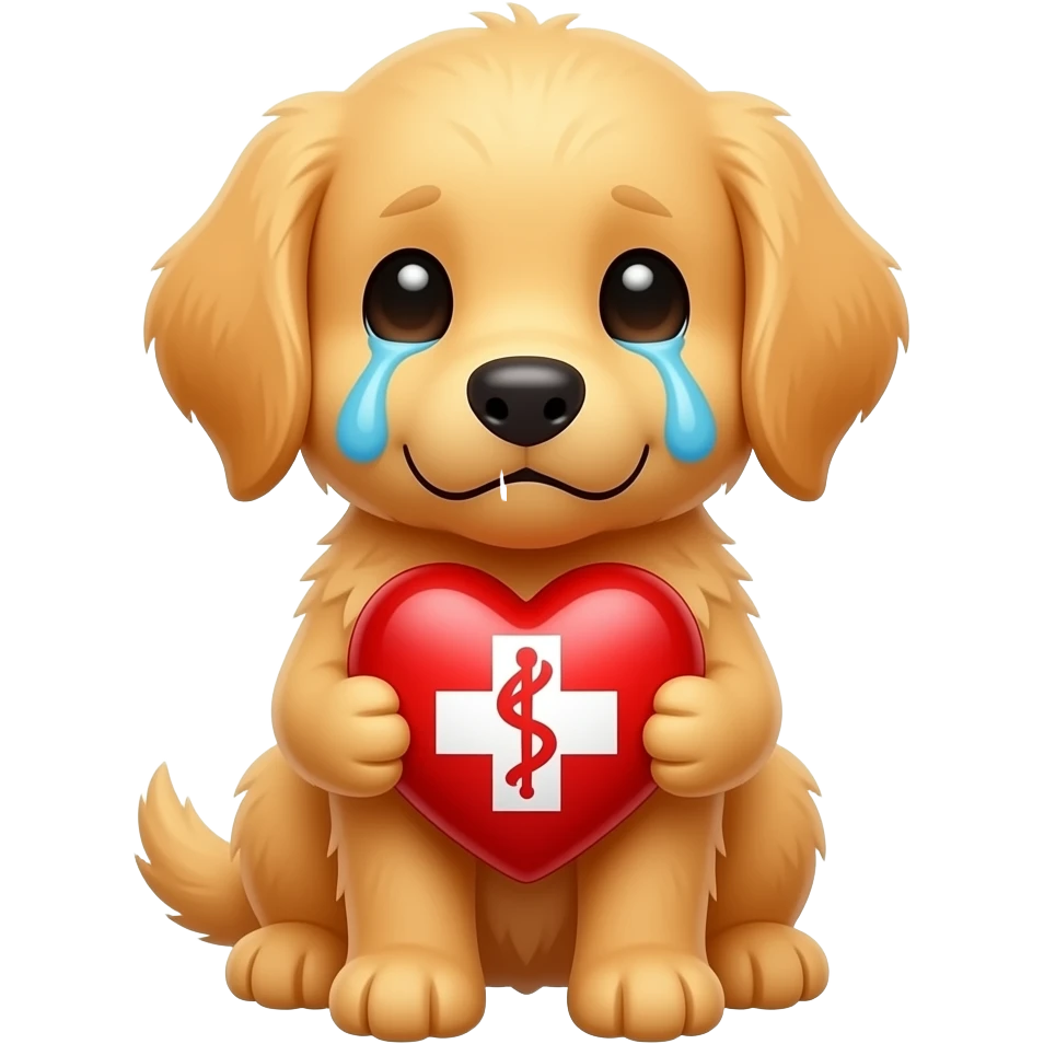 crying puppy golden retriever holding ❤️‍🩹 emoji