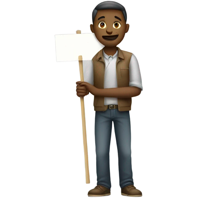 man standing holding placard on stick emoji