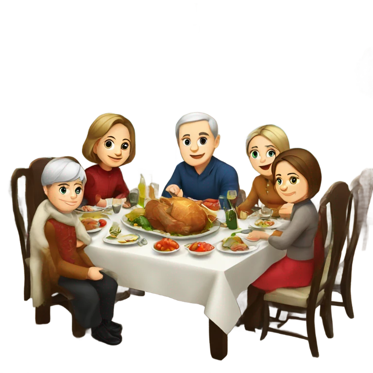 Russian family sitting at the New Year's table emoji