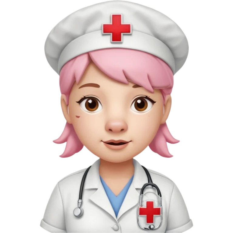 Pink pig nurse with red cross cap.














 emoji