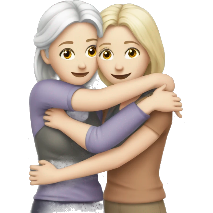 Hug two white skin women   emoji