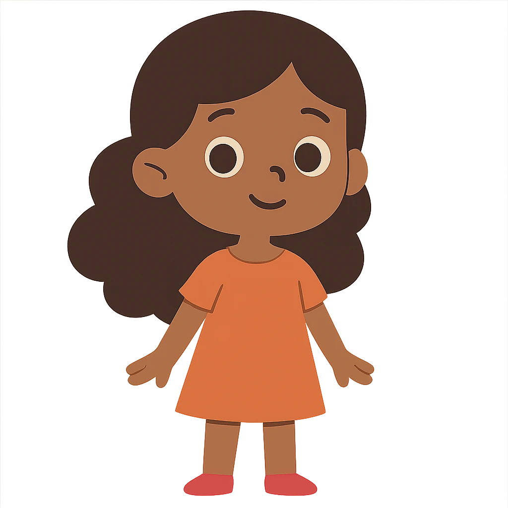 flat toon style cute brown girl emoji