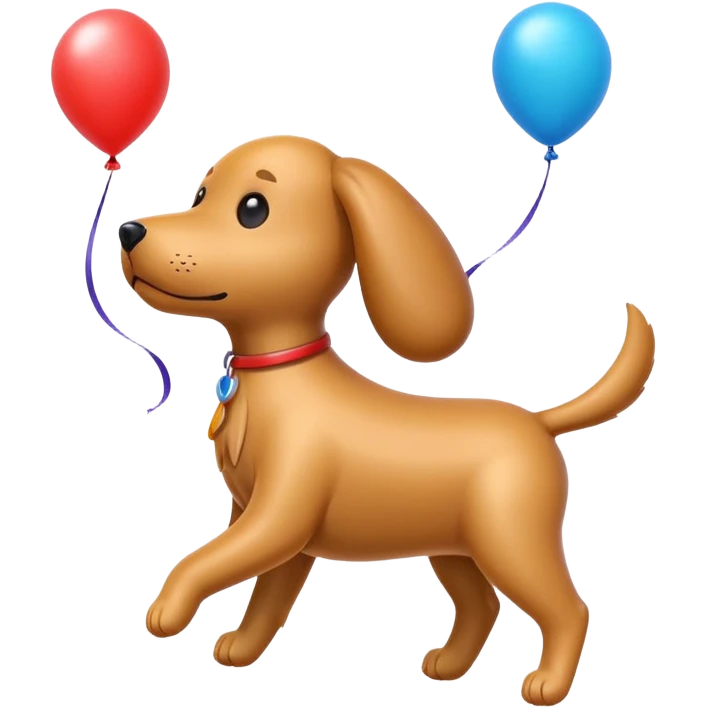 dog shaped flying balloons emoji