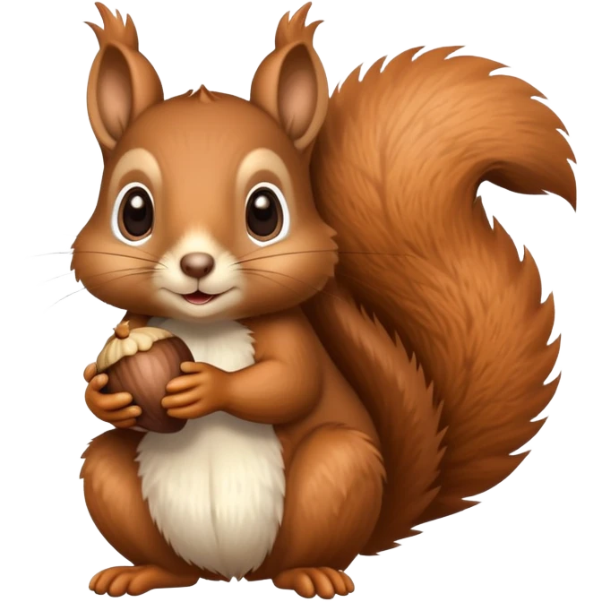 charming squirrel with cute eyes holding an acorn emoji