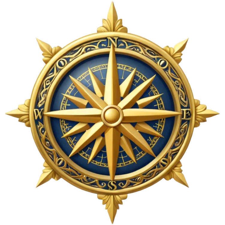 ornate compass rose badge. emoji