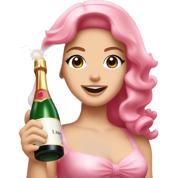 Lana del Rey pink cheering up with champagne over head emoji
