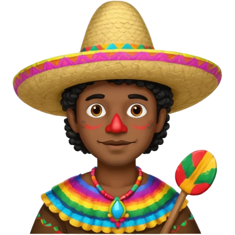 painted face mexican theme, curly hair, male emoji