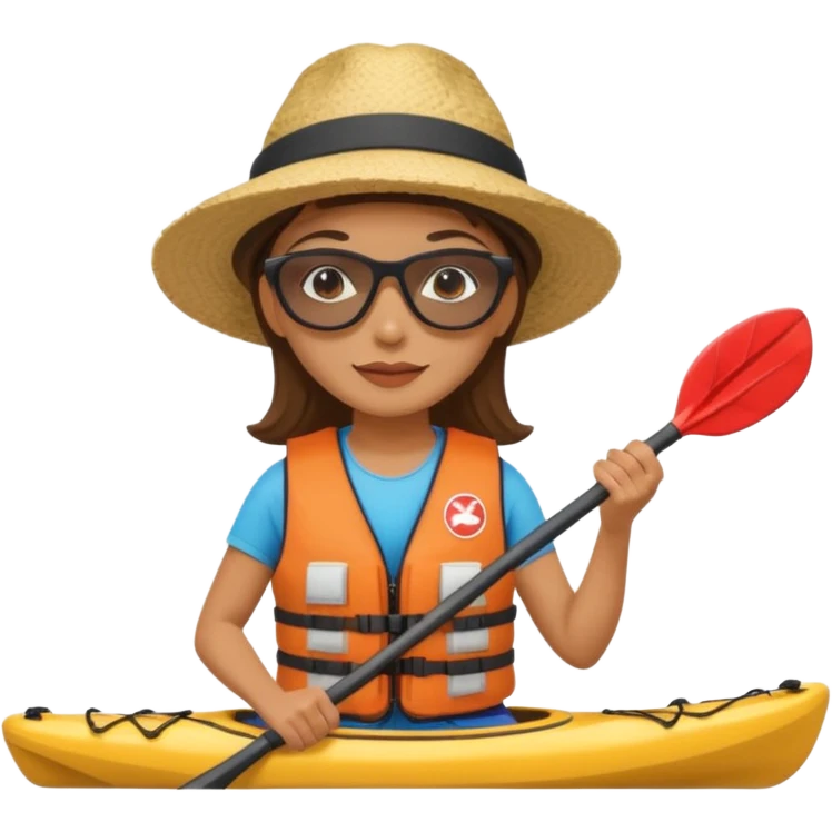 Teacher kayaking beach female emoji
