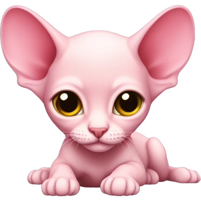 Pink sphinx kitten laying emoji