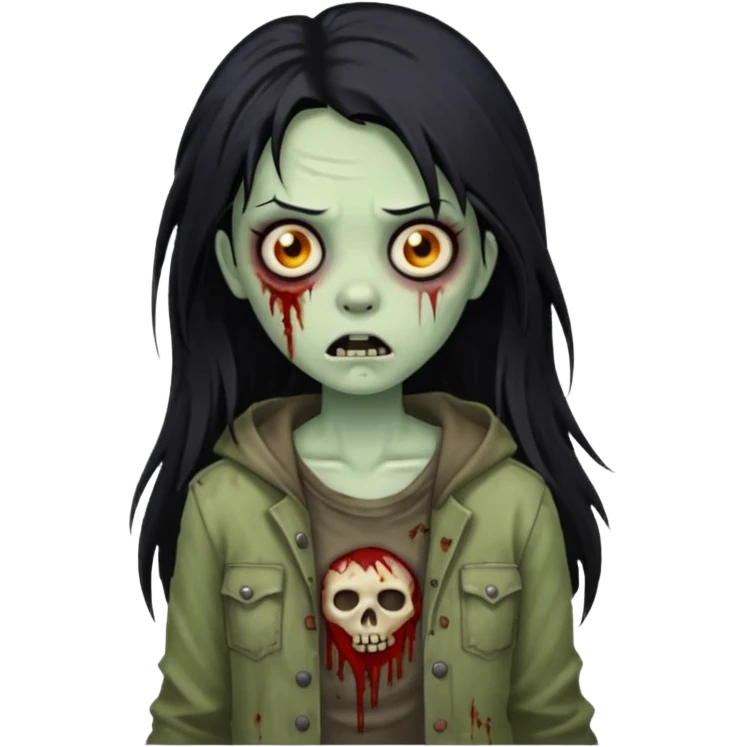 zombie girl, long black hair emoji
