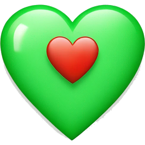 green check mark within a red heart emoji