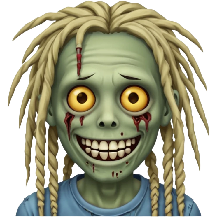 zombie with dreads with braces smiling  emoji