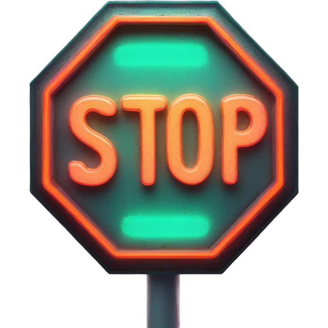 stop sign glowing neon emoji