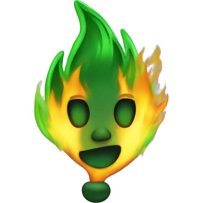 green fire hear emoji