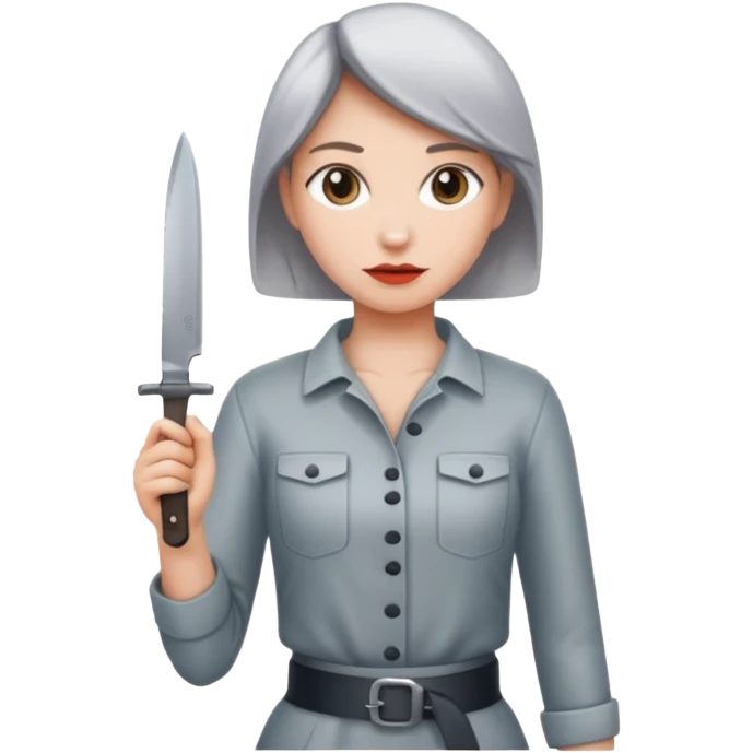 Women standing with a knife behind their back emoji