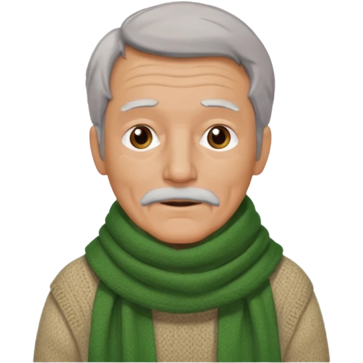 old man with big green scarf and layered sweater emoji