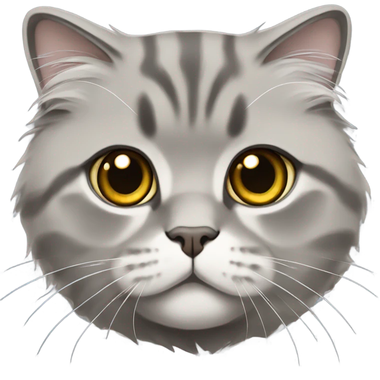 gray scottish fold long-hair cat emoji